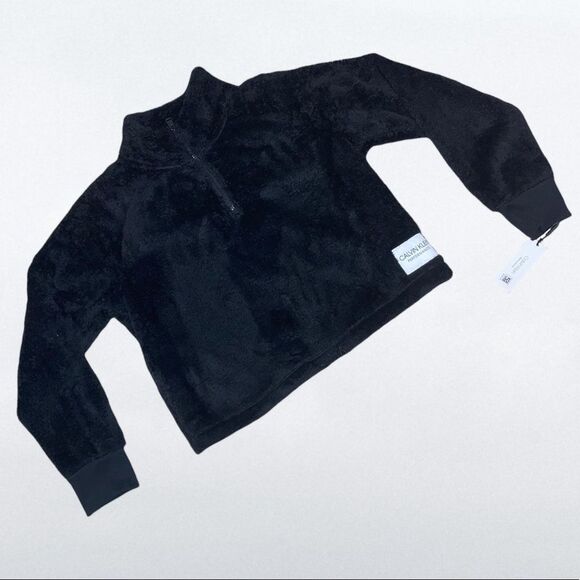 Calvin Klein Performance, Black Cropped Sherpa Fleece 1/4 Zip, Women’s X-Large - Picture 5 of 12